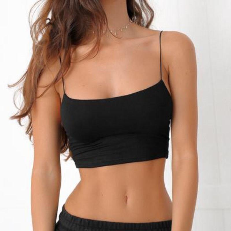 Sexy Tank Top Black Halter Crop Tops Women Summer Camis Back