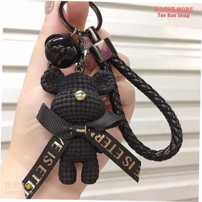 Cute Bear Key Chain Resin Bow Bell Rabbit Keychain Weaving F