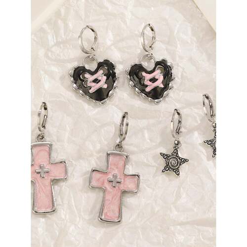 Cross border crystal neutral delicate silver earrings girl