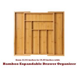 Bamboo Expandable Drawer Organizer Utensils Holder Dividers