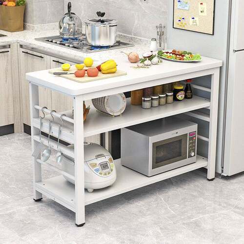 Kitchen chopping table microwave oven shelf storage counter