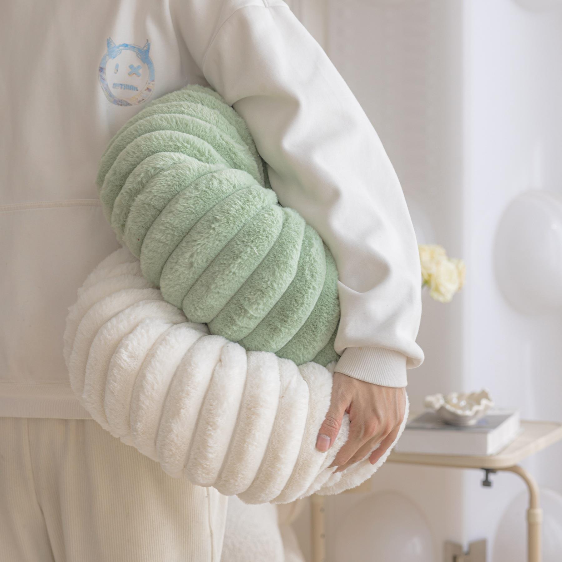 ins风圆形南瓜枕 扎染条纹仿兔毛绒手工车轮抱枕沙发靠枕床头靠垫