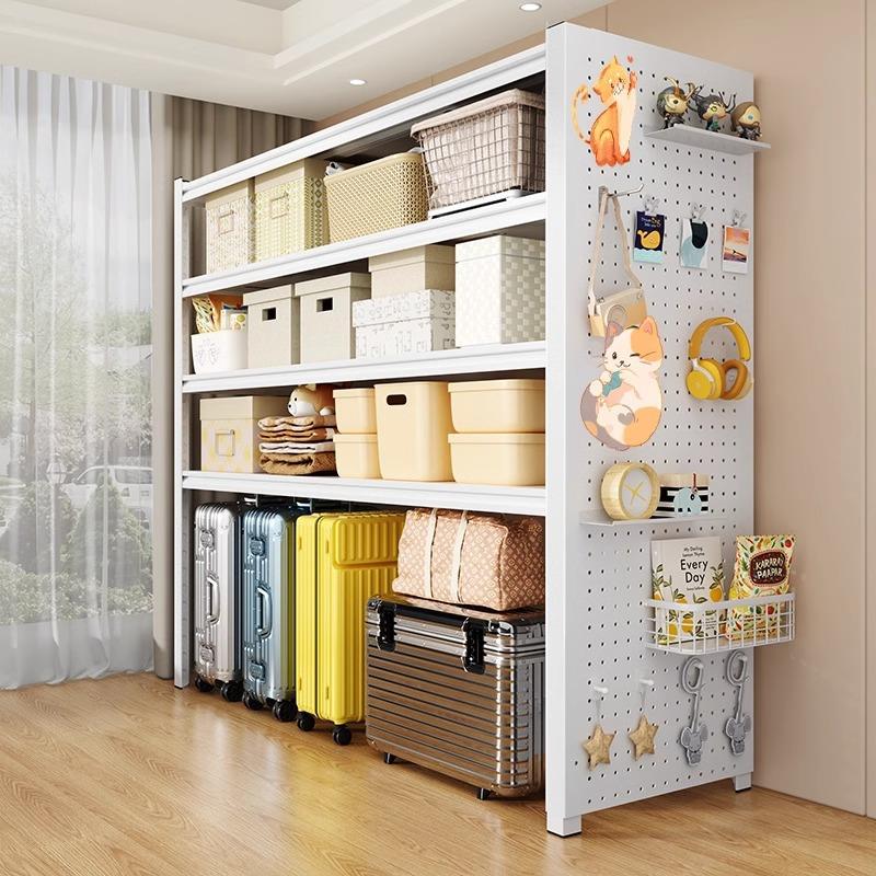 家用货架置物架多层落地阳台杂物整理储藏行李箱收纳下空角钢架子