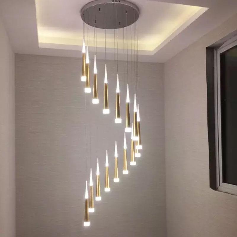 后现代简约客厅LED吊灯锥形流星雨吊灯 旋转楼梯个性灯酒店工程灯
