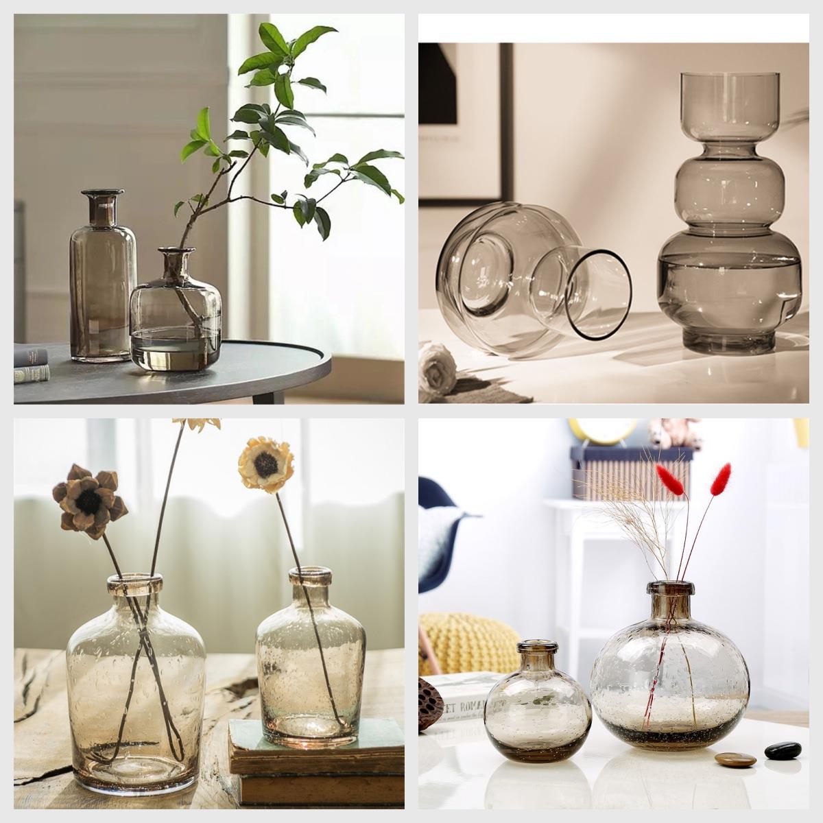 现代简约半透明玻璃花瓶水培插花花器客厅餐桌家居装饰品摆件北欧