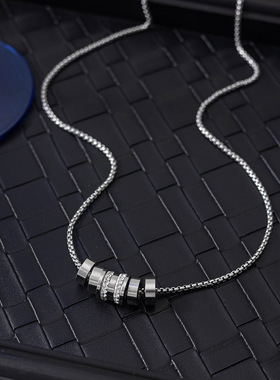 冷淡风钛钢项链女ins小众设计感毛衣链嘻哈网红镶钻吊坠配饰