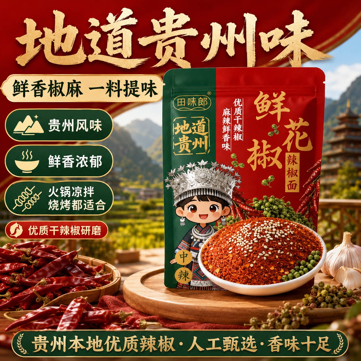 田味郎贵州鲜花椒蘸水辣椒粉