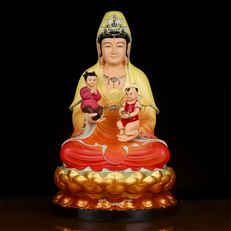 精品送子观音菩萨佛像送子娘娘神像树脂佛像求子观音家用供奉摆件