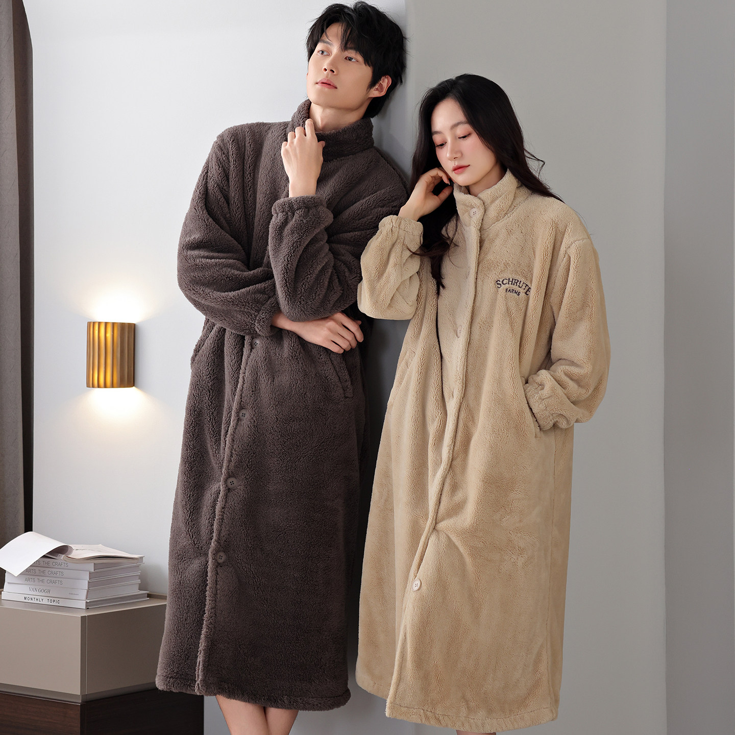 情侣睡袍男女冬季珊瑚绒浴袍加厚