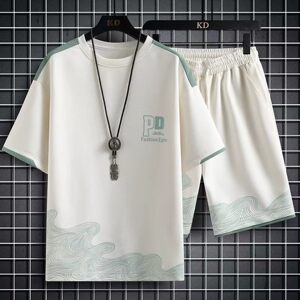 点击精品男装夏季大码宽松透气短袖短裤套装男士时尚休闲两件套a2