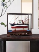 江南水乡创意木质仿真渔船模型一帆风顺家居装 饰工艺船生日礼物