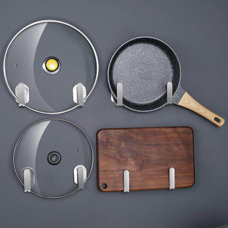 04不锈钢免打孔壁挂锅置盖架多功能厨xy5mx_16房品3收纳用物架带