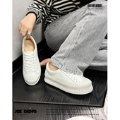 真皮小个子圆头系带加绒百搭饼干鞋 女2026新款 登」厚底小白鞋 「鞋