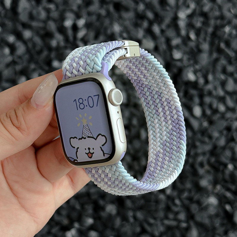 适用iwatch11/10表带S9苹果手表applewatch9秋冬新款S8尼龙S7编织磁吸6透气SE男款ultra2/3女生高级watch运动