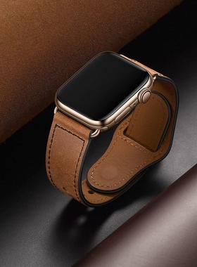 iwatch6/SEapple watch4真皮表带运动 苹果手表带男女iwatch4/3/2/1代series38mm潮牌疯马撞色皮表带42mm44mm