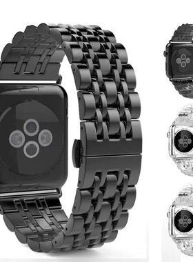适用苹果手表iwatch7/8/9代表带金属不锈钢Apple watchSE表带iwatch6表带iwatch8代手表带精钢utra 49/45mm41