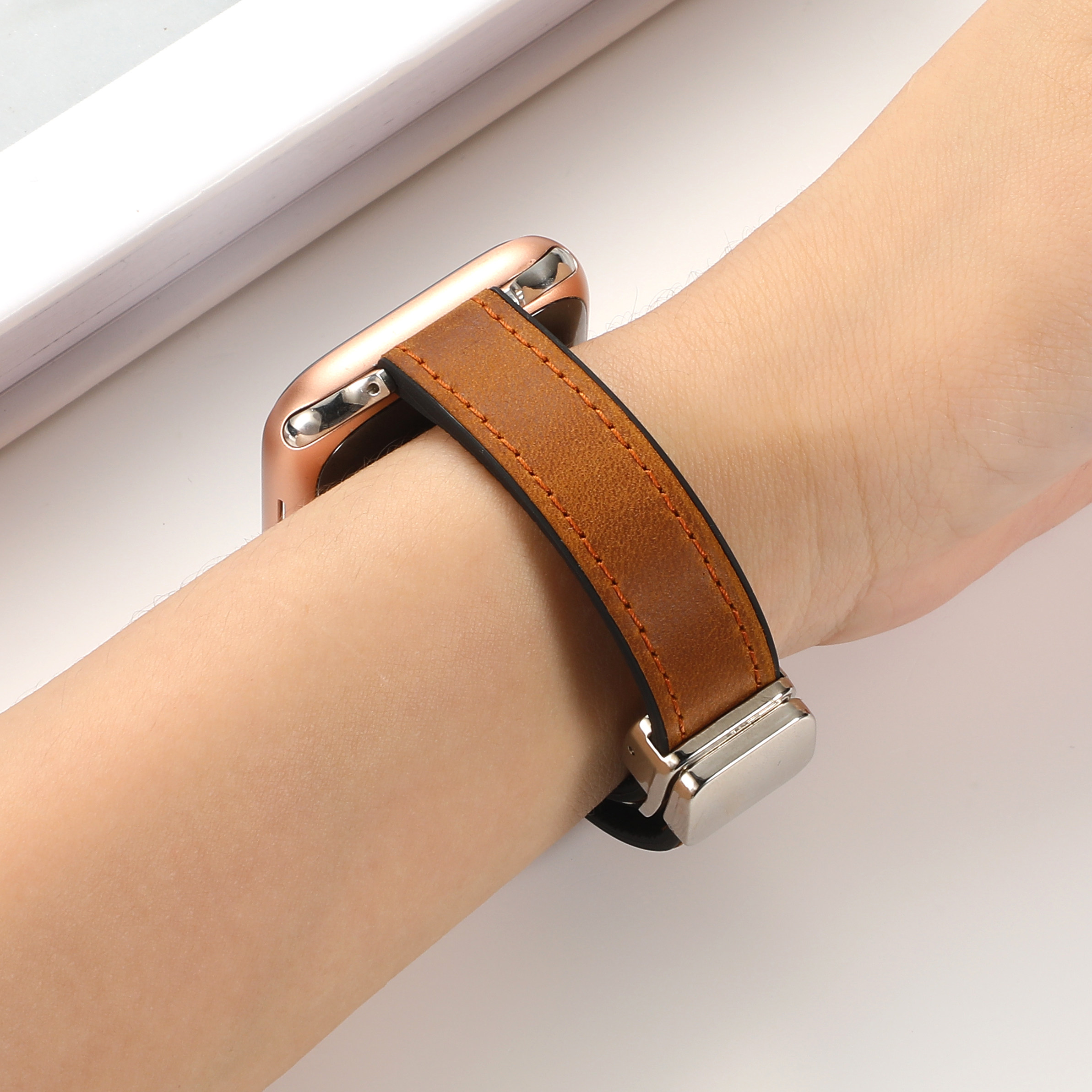 表带真皮s8苹果ultra智能s9运动s7硅胶s6高级se男牛皮扣折叠磁吸硅胶