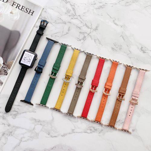 适用iwatch6苹果表带applewatch皮质S6/6/se/5/4代男女腕带苹果手表皮带创意小众个性真皮夏天手表带40mm44mm