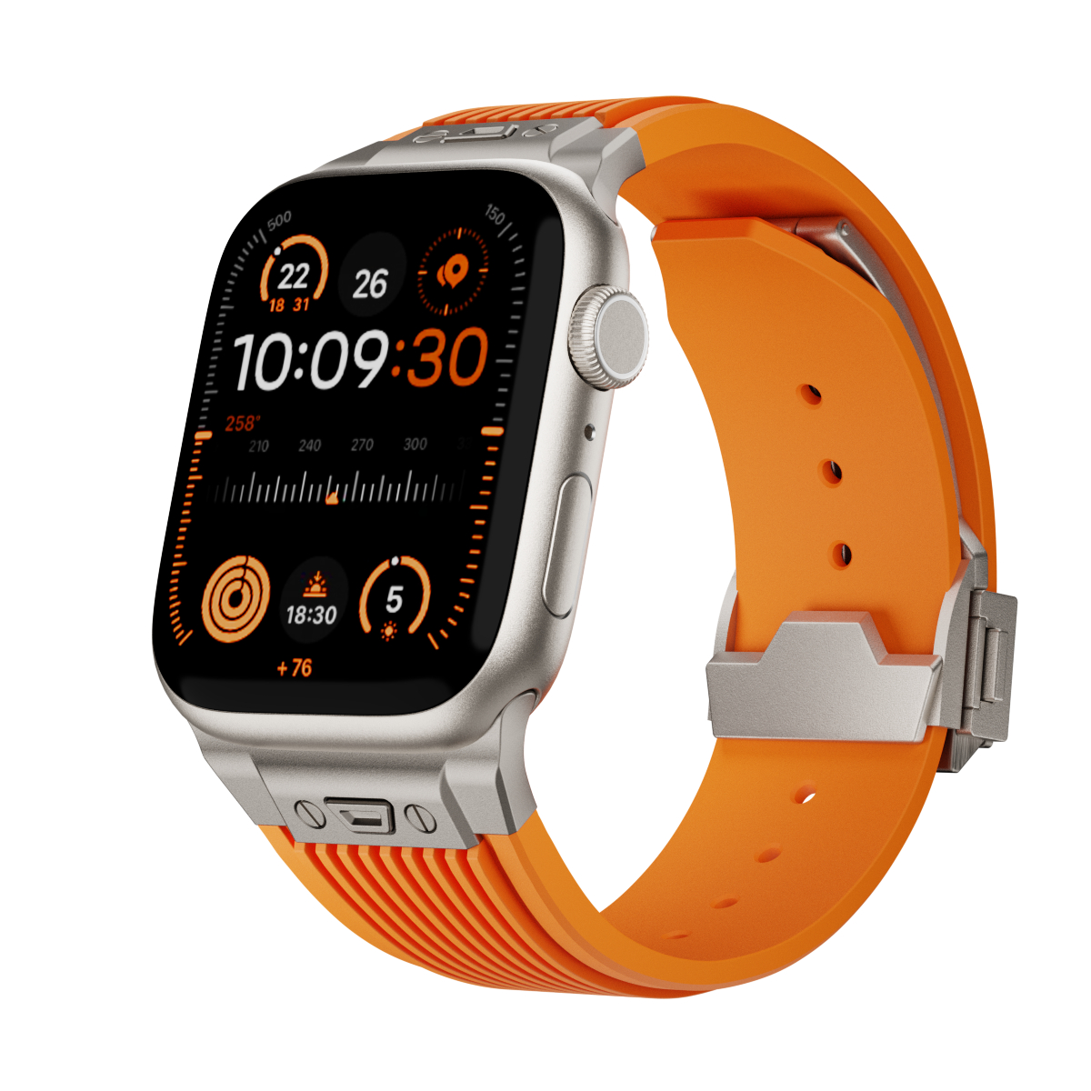 适用ultra2苹果手表s9弹力硅胶s8一字钉硅胶表带applewatchultra高级创意iwatch7/6/5/4se运动腕带49/45/44mm