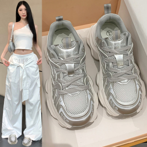 老爹鞋女2024春夏季新款百搭网面透气薄款厚底增高超火休闲运动鞋