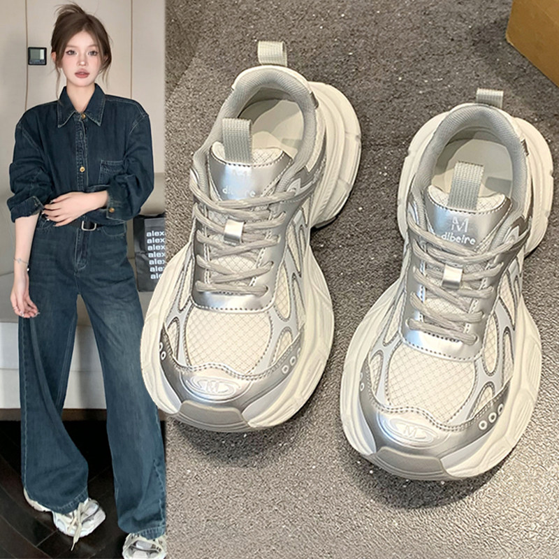 厚底老爹鞋女2026春夏季新款百搭网面增高透气跑步超火运动休闲鞋