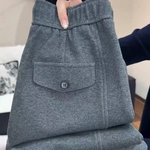 素力服饰时髦松紧腰休闲直筒裤秋季新款爆款高腰显瘦垂坠感阔腿a5