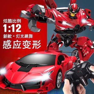 燕乐精品店变形遥控汽车儿童玩具感应变形机器人电动车仿真车a34