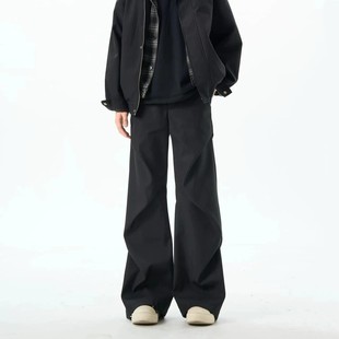 重磅双层复合TR面料设计感褶皱微喇西裤男休闲cleanfit阔腿长裤