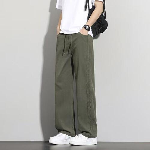 振炳男裤时尚轻奢男士宽松直筒裤子秋季新款美式简约百搭休闲长a8