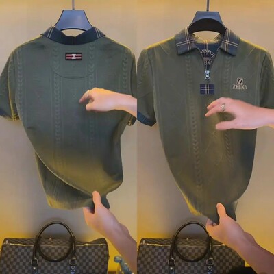 夜空精品男装2026新款短袖男士T恤透气百搭POLO衫高奢刺绣上衣a3