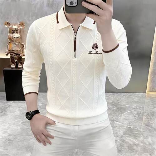 茉玺服装店男装春秋季新款男士高档轻奢简欧半拉链翻领长袖卫衣a4
