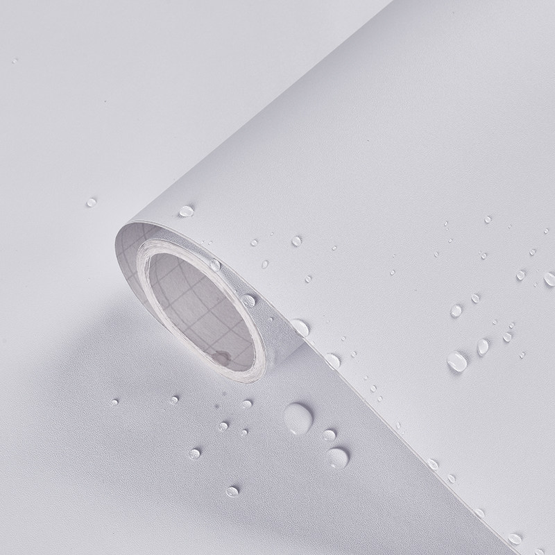 纯白墙纸自粘防水防潮卧室壁纸学生宿舍衣橱桌柜腻子白墙面翻新贴