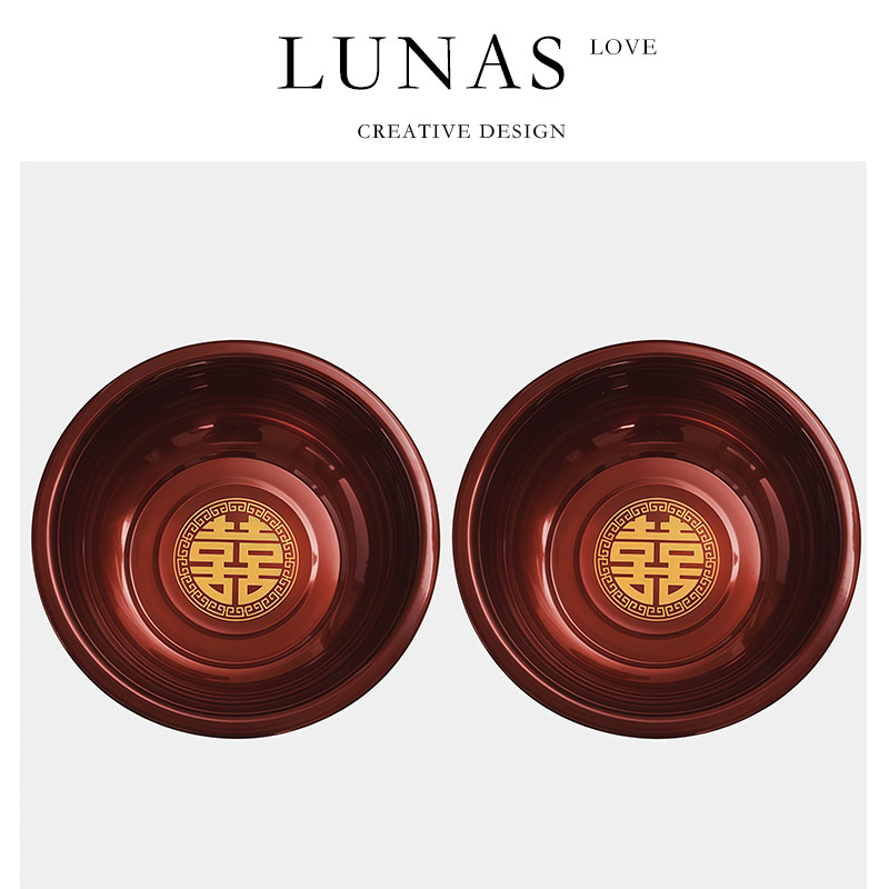 LUNA'S L.CO.不锈钢.结婚喜盆陪嫁套装一对洗脸红色脸盆子 | 用品