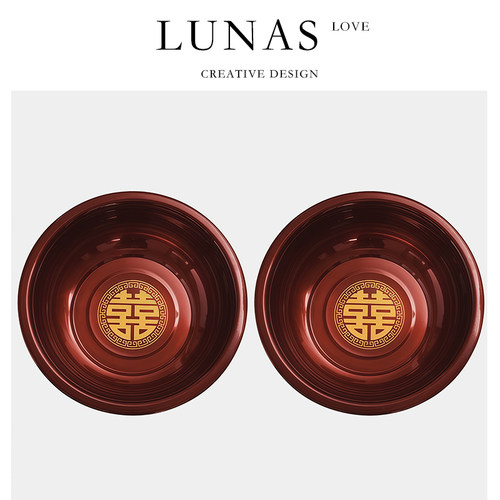 LUNA'S L.CO.不锈钢.结婚喜盆陪嫁套装一对洗脸红色脸盆子 | 用品