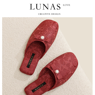 LUNA'S L.高级.新婚拖鞋结婚喜庆红色情侣晨袍一对春夏季 | 凝宁
