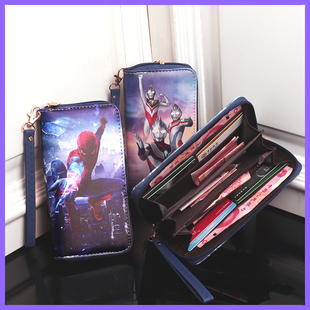日韩流行动漫卡通多卡位竖款 手提钱包 儿童零钱包印花休闲男童长款