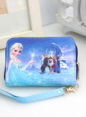 儿童冰雪奇缘女童印花小女孩短款拉链卡通公主可爱手提钱包