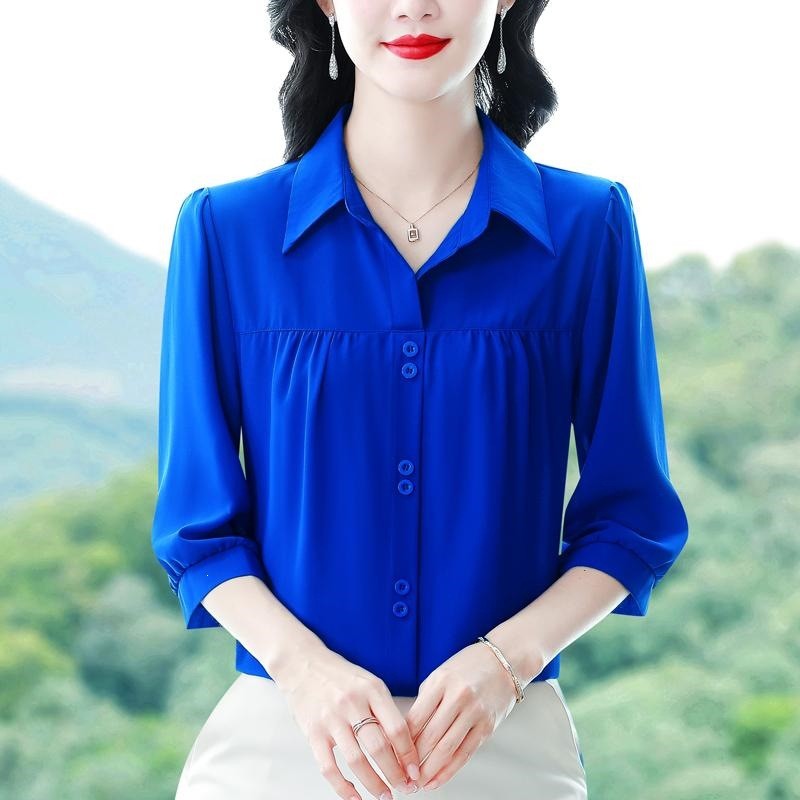 2026春夏新款洋气七分袖上衣气质减龄衬衫女士大码小衫a7