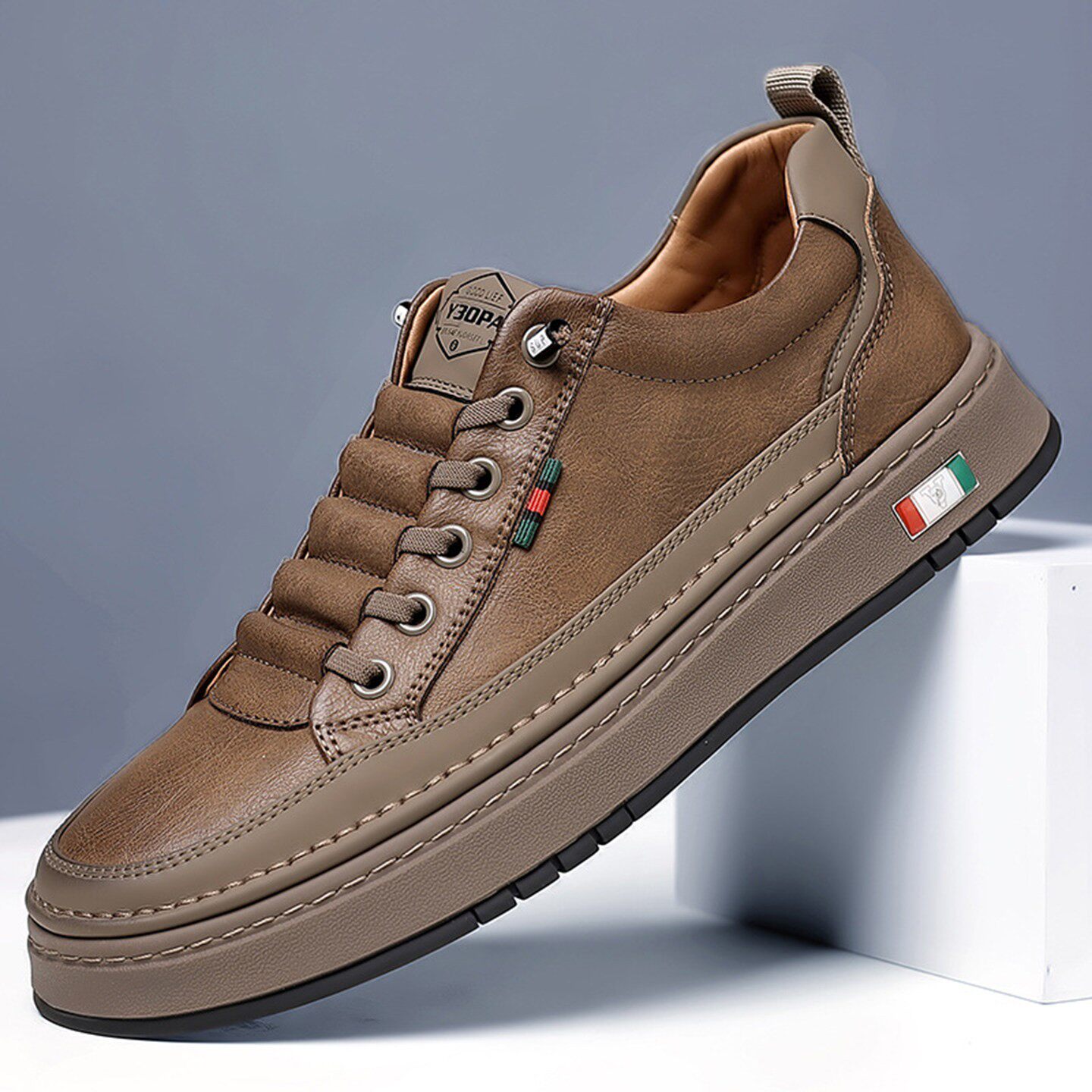 福建晋江男鞋2026新款休闲鞋子一脚蹬板鞋手工商务皮鞋真皮帕拉a1