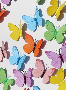 3d立体彩色蝴蝶装饰品 仿真蝴蝶墙贴 橱窗客厅卧室婚庆场景布置