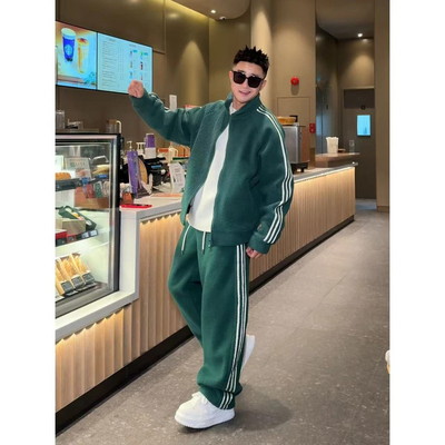 冬季新款摇粒绒休闲运动套装男