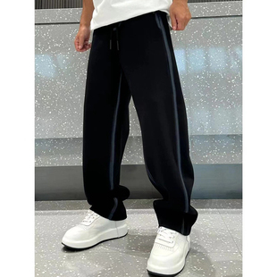 新款 手绘涂鸦宽松百搭弯刀裤 加绒垂感男款 加厚磨毛个性 休闲裤 冬季