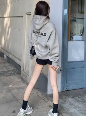 ESSENTIALSKKK卫衣女潮牌重磅宽松连帽加绒字母情侣帽衫上衣外套