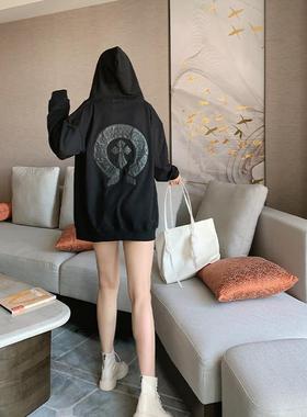 ESSENTIALS年新款拉链卫衣外套女宽松oversize套头中长款上衣潮