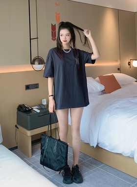 （特价清仓）2024年夏季新款t恤短袖女宽松圆领刺绣纯棉