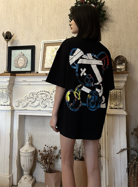 ESSENTIALS小熊印花短袖女宽松潮牌中长款休闲oversizet恤上衣