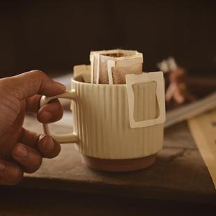 牛奶杯早餐杯水杯家用陶瓷粗陶创意马克杯 绿色挂耳咖啡杯复古日式