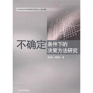【正版书】 不确定条件下的决策方法研究 肖洪生,杨晓东 著 山东大学出版社