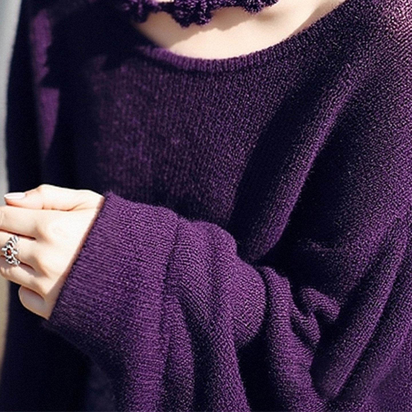 紫色软糯针织衫女慵懒高级感2025新款薄款韩系巨好看早秋穿搭上衣