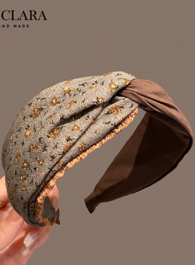 复古高级感拼接碎花打结发箍女2025新款头饰简约发卡优雅宽边头箍